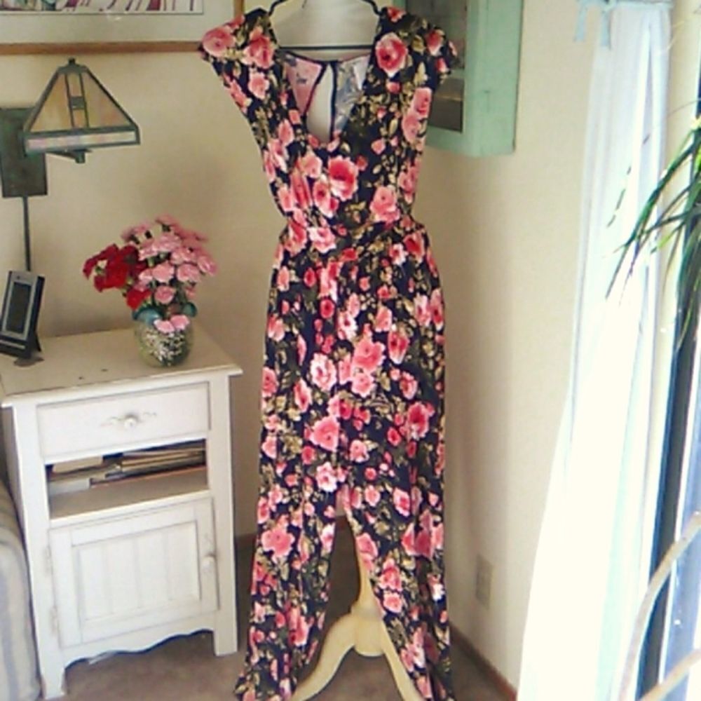 NWT Love Squared Dark Floral Jumpsuit
